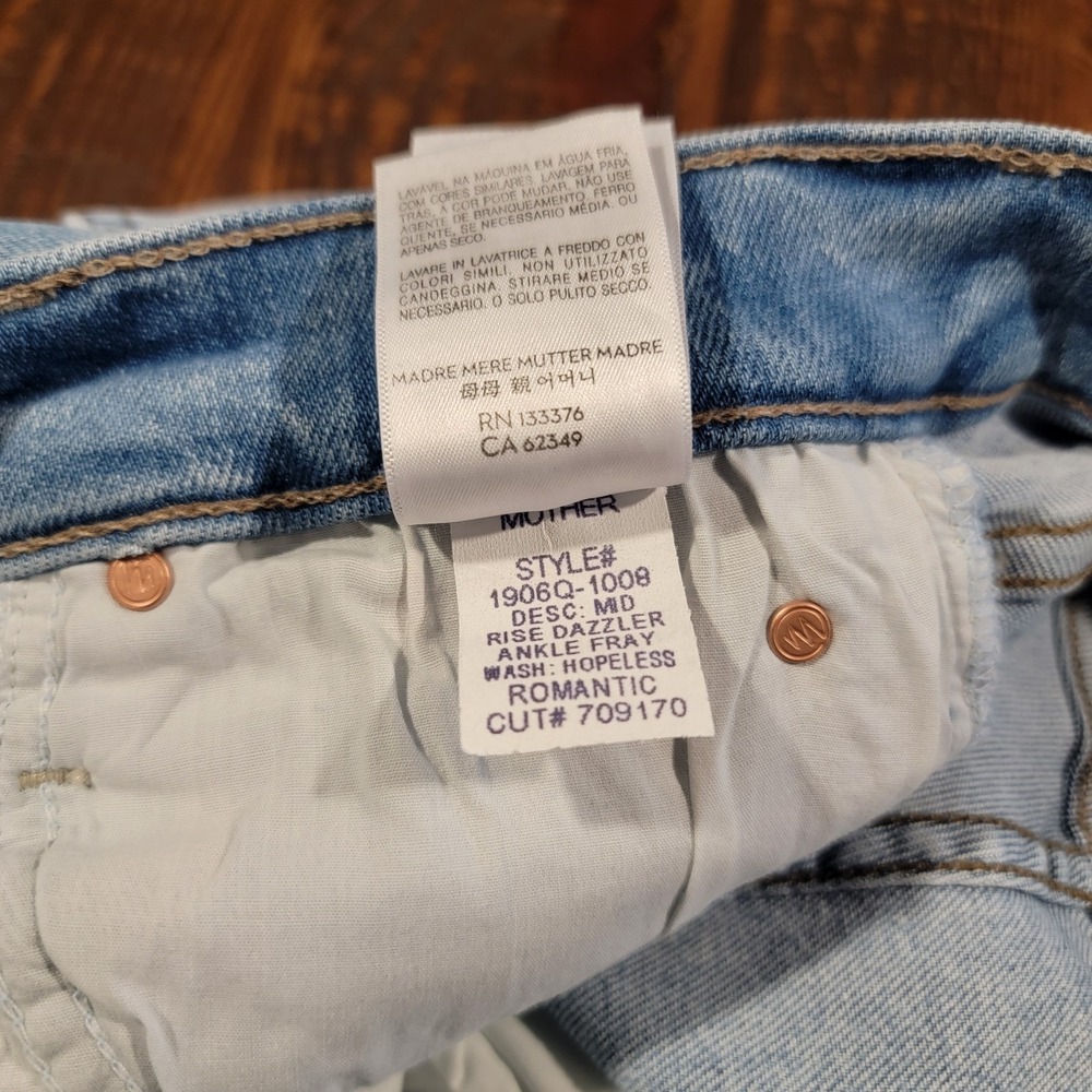 Mother Jeans Womens 28 Mid Rise Dazzler Ankle Fray Hopeless Romantic Distressed - Picture 5 of 14